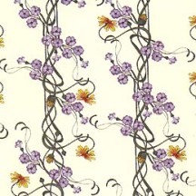 Purple Clematis Floral Print Paper ~ Tassotti Italy